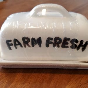 Butter Dish Farm Fresh NEW Vintage Look Country Dining Primitive Farmhouse